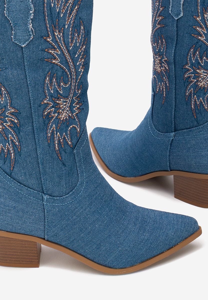 Cizme cowboy damă Tivaria denim