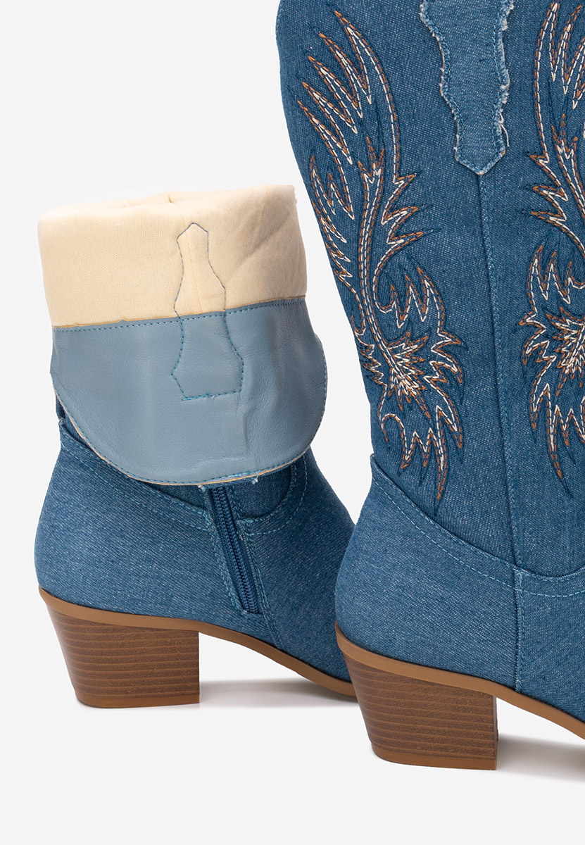 Cizme cowboy damă Tivaria denim