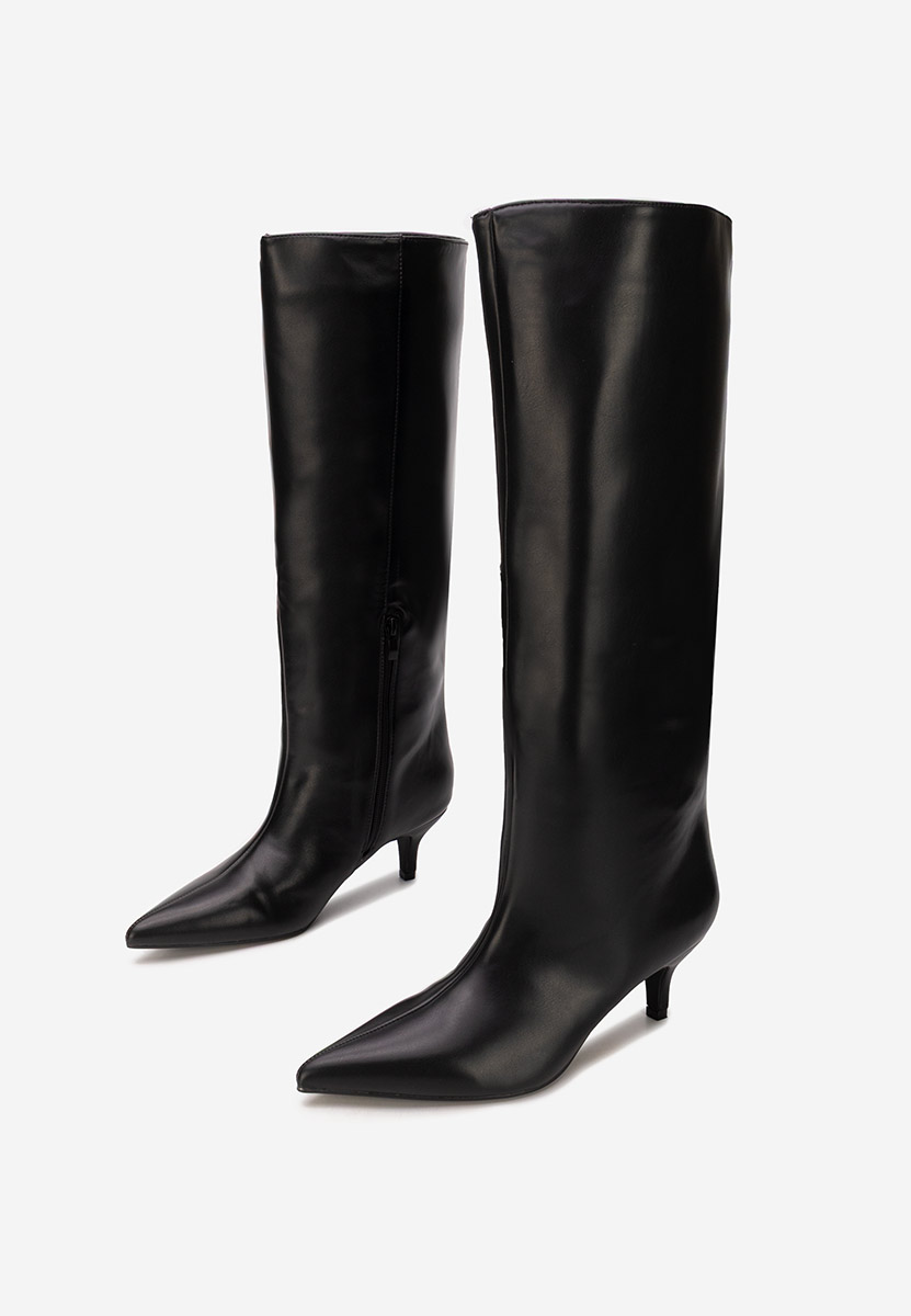 Cizme dama elegante cu toc Brelisa negre