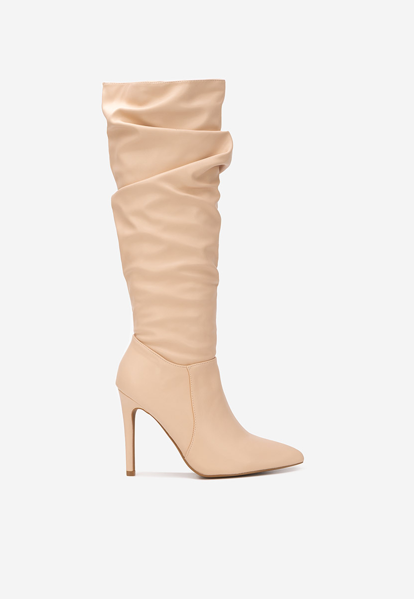Cizme cu toc subtire Esmaria bej Cizme cu toc subtire Esmaria bej