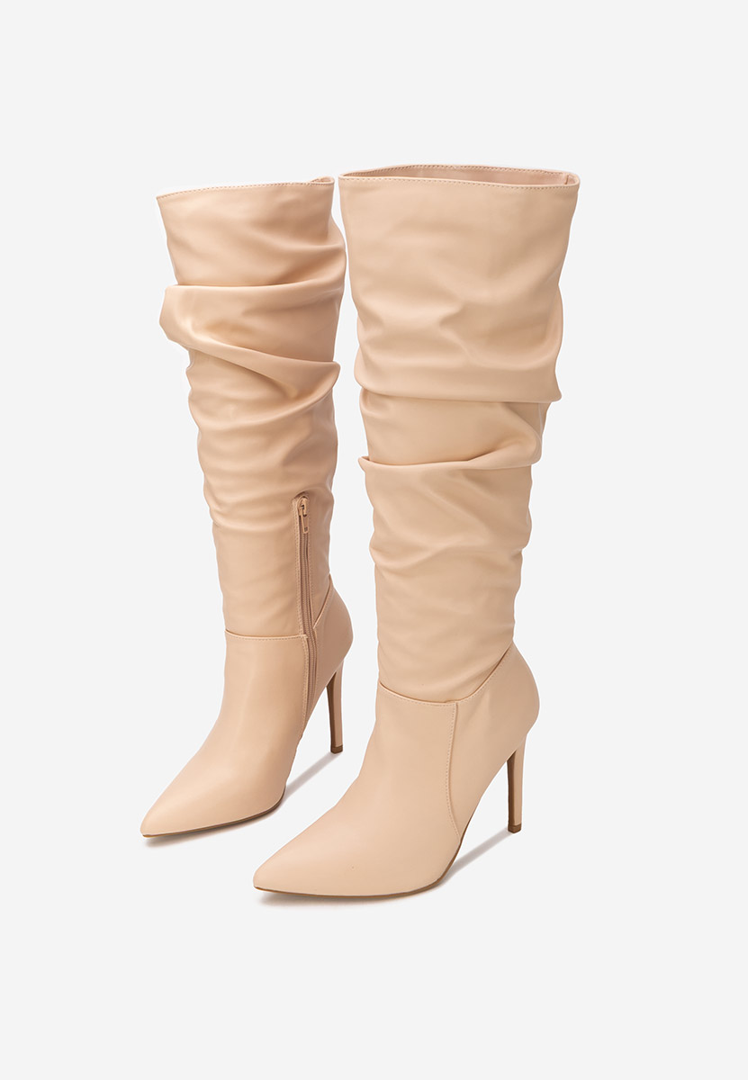 Cizme cu toc subtire Esmaria bej Cizme cu toc subtire Esmaria bej
