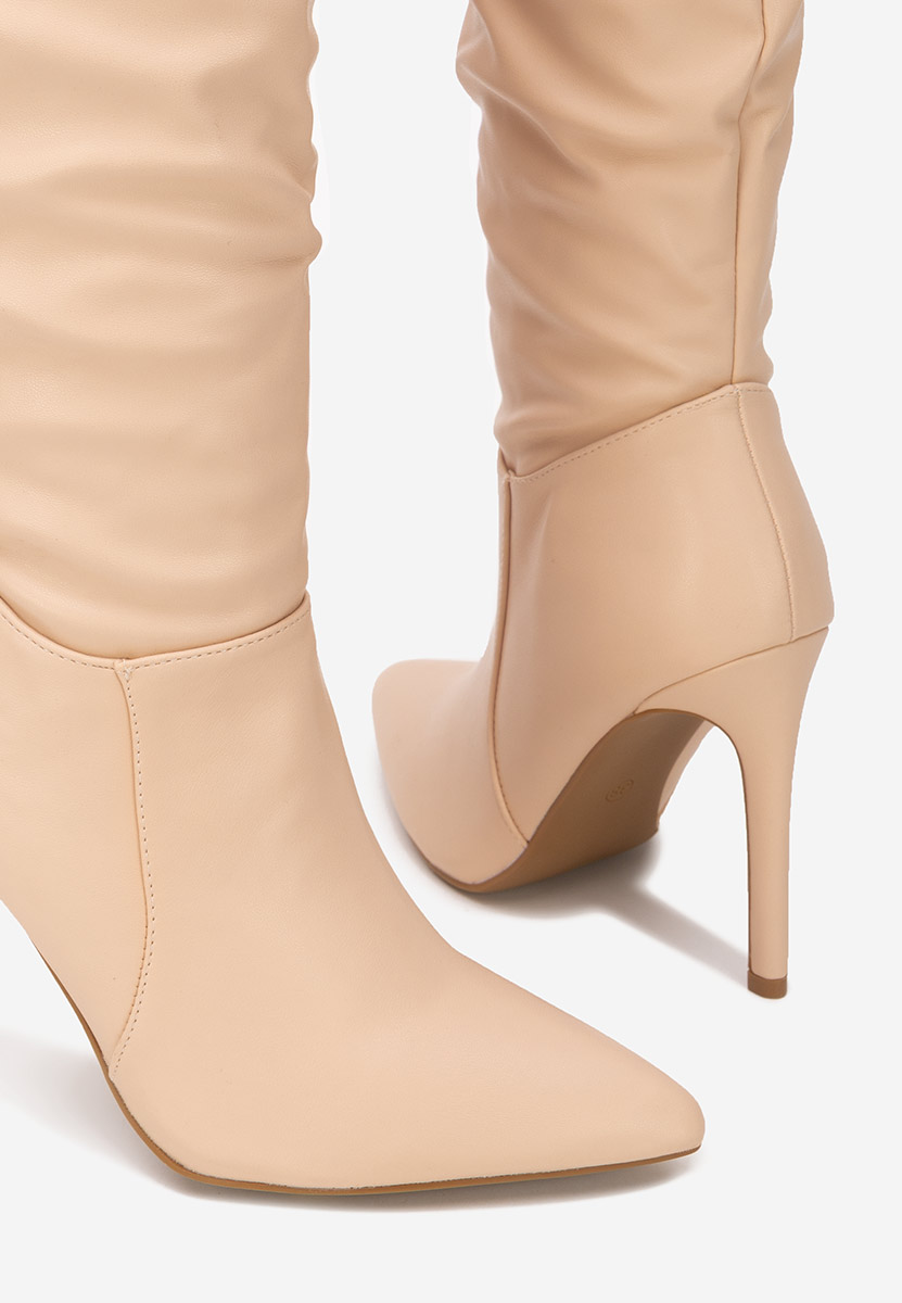 Cizme cu toc subtire Esmaria bej Cizme cu toc subtire Esmaria bej
