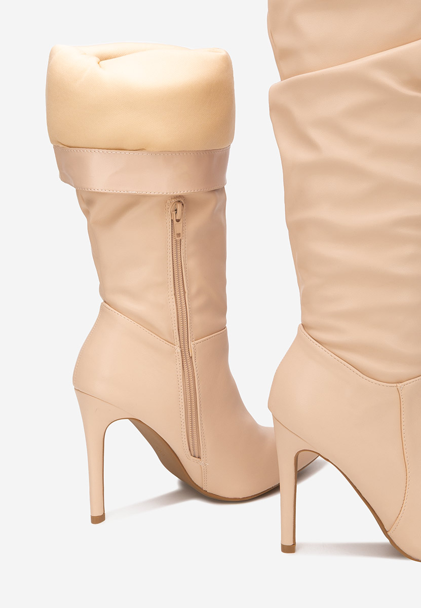 Cizme cu toc subtire Esmaria bej Cizme cu toc subtire Esmaria bej