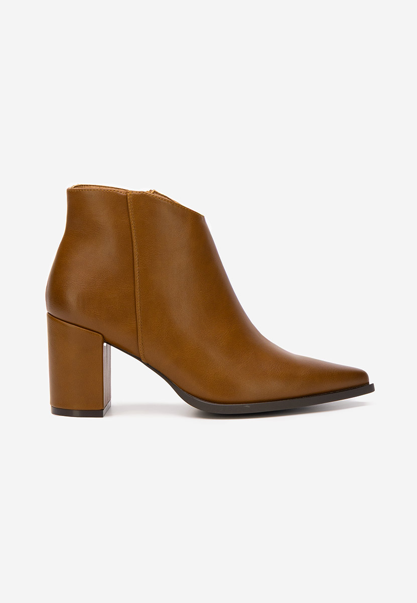 Botine cu toc gros Jamilia camel