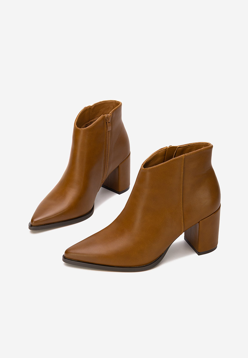 Botine cu toc gros Jamilia camel