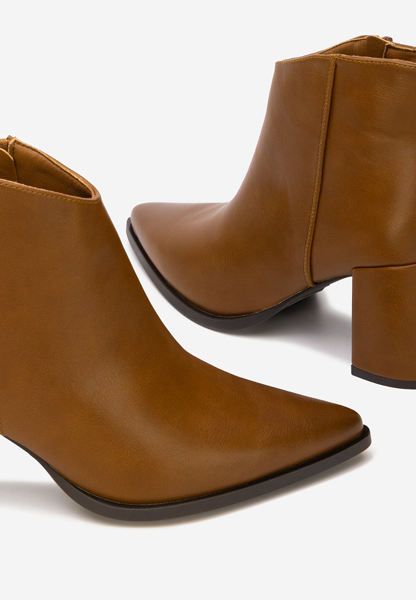 Botine cu toc gros Jamilia camel