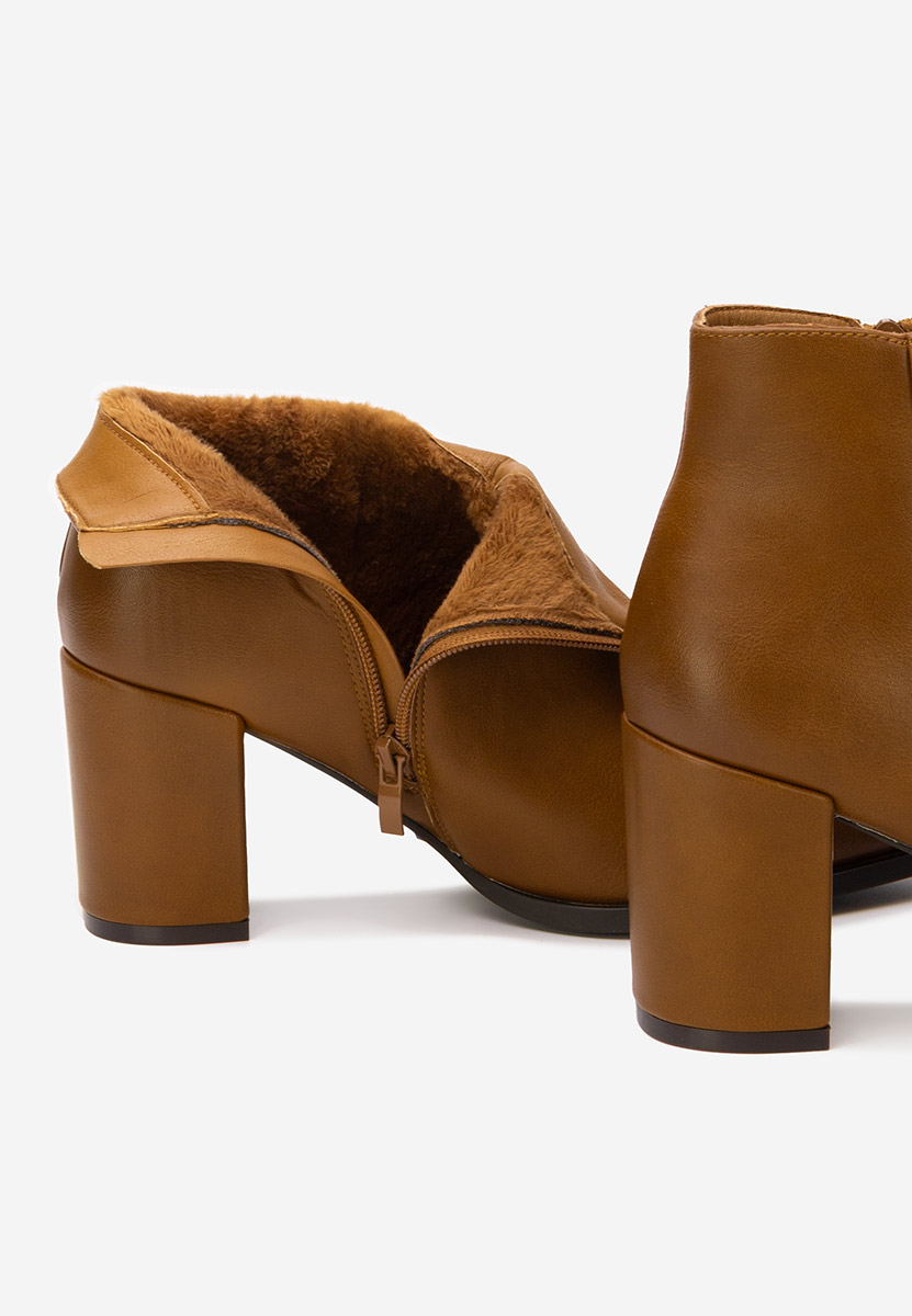 Botine cu toc gros Jamilia camel