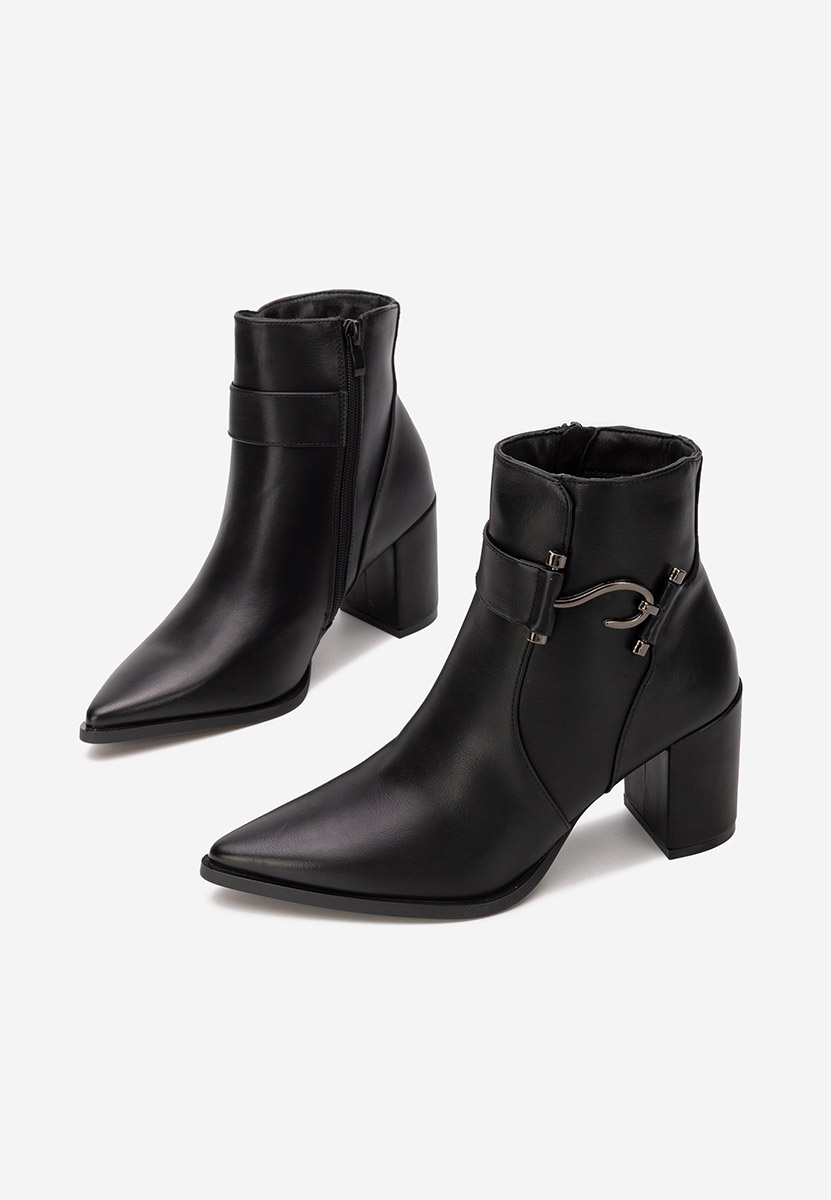 Botine cu toc gros Savira negre