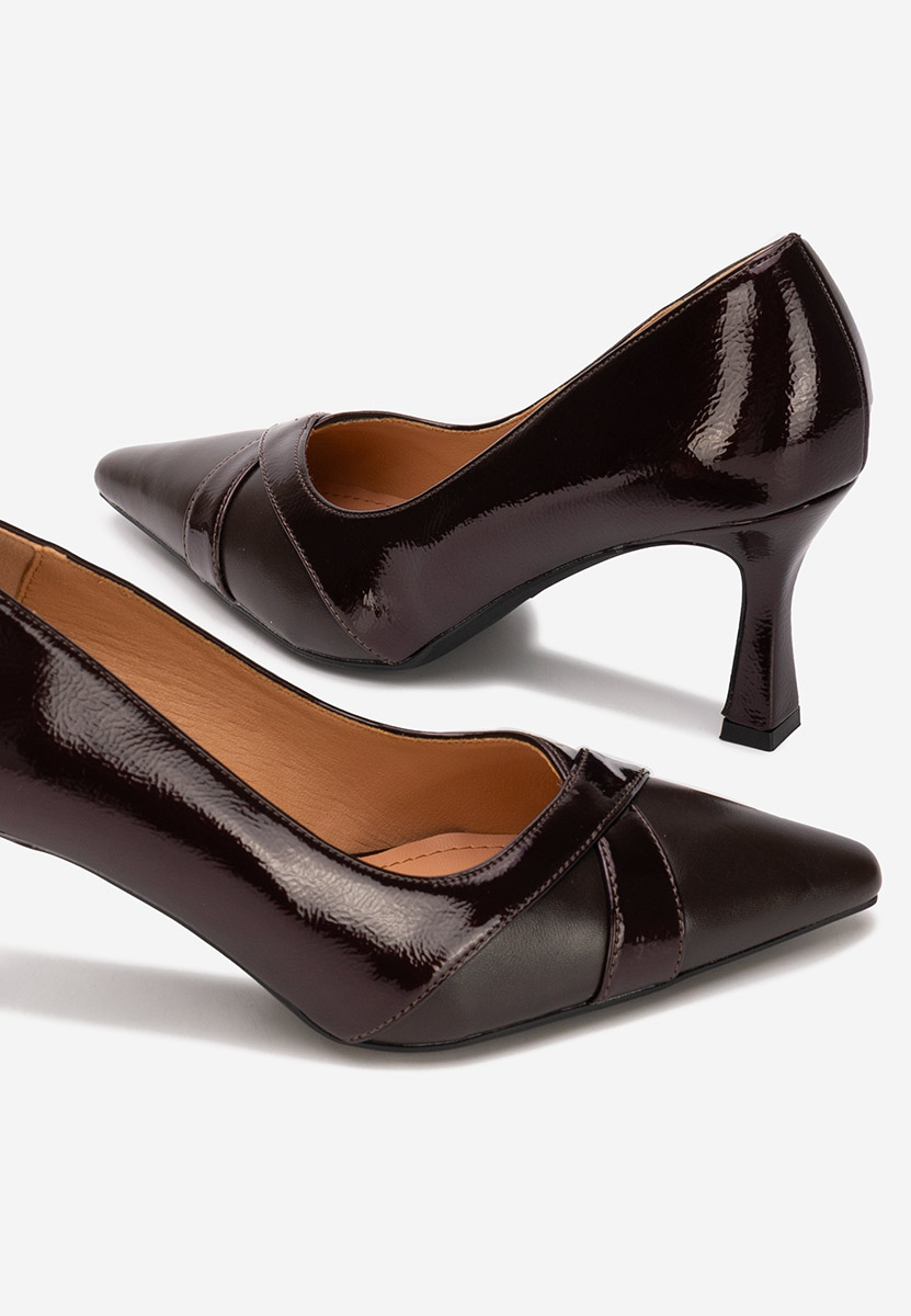 Pantofi cu toc subtire Ronie maro