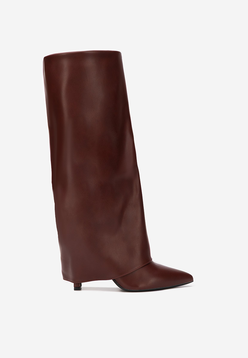 Cizme cu toc subtire Brynora bordo