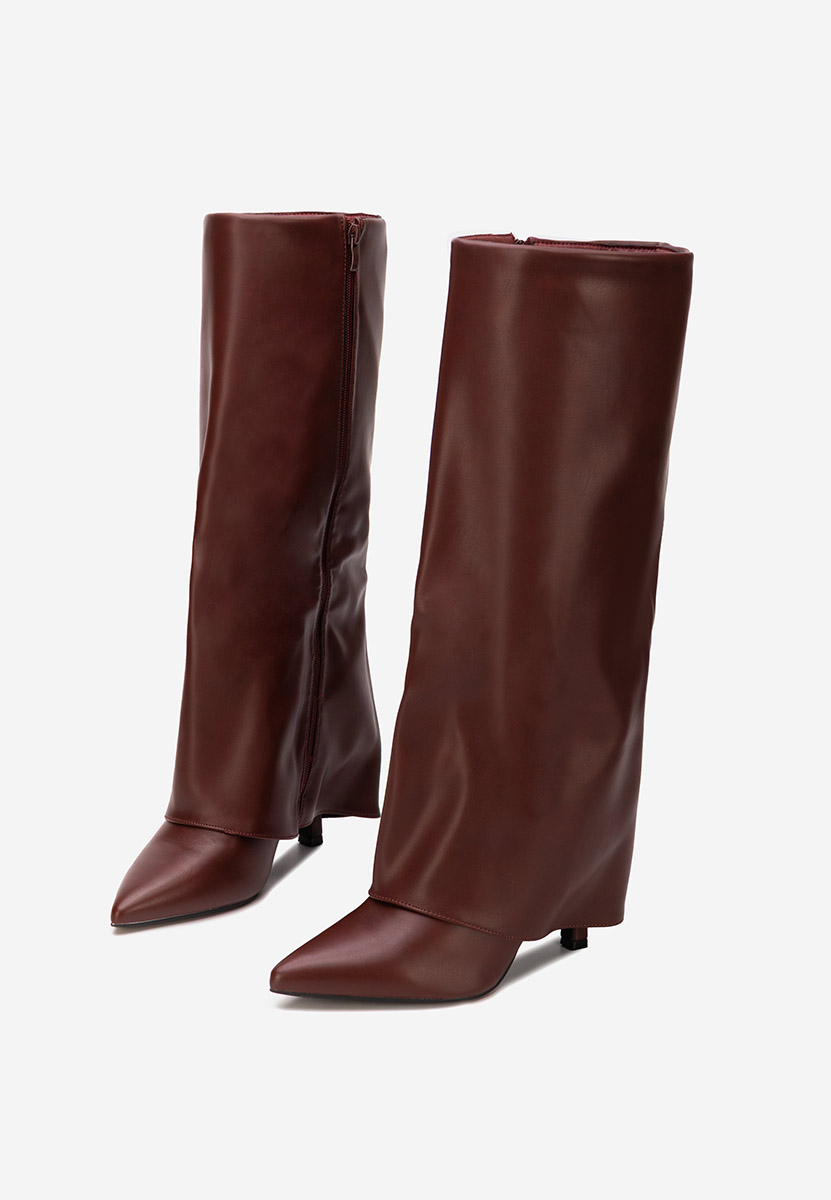 Cizme cu toc subtire Brynora bordo