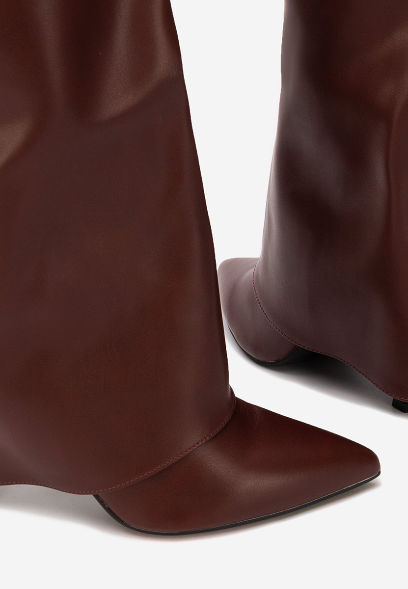 Cizme cu toc subtire Brynora bordo