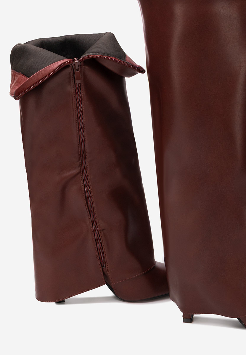 Cizme cu toc subtire Brynora bordo