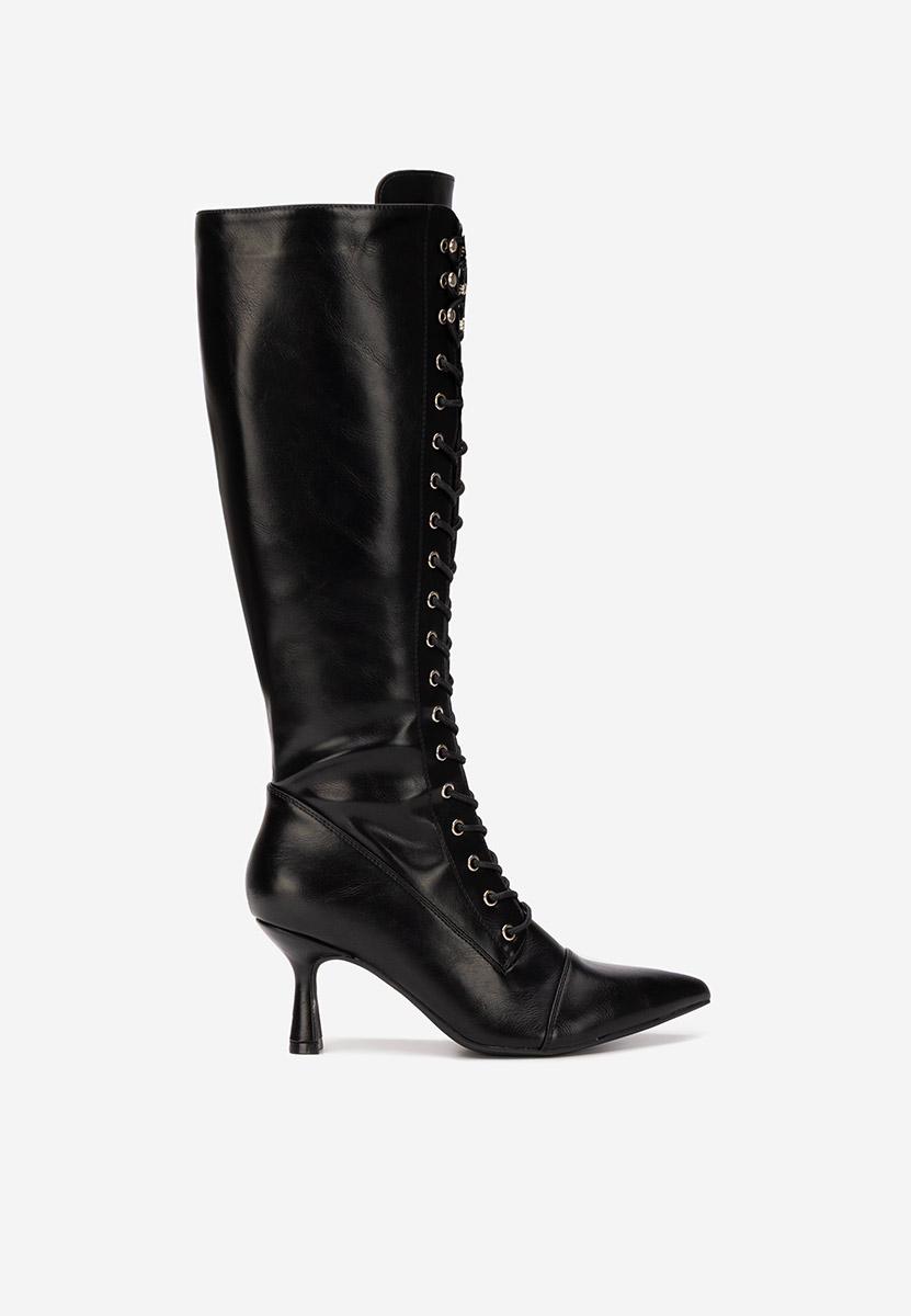 Cizme cu toc subtire Ulmira negre