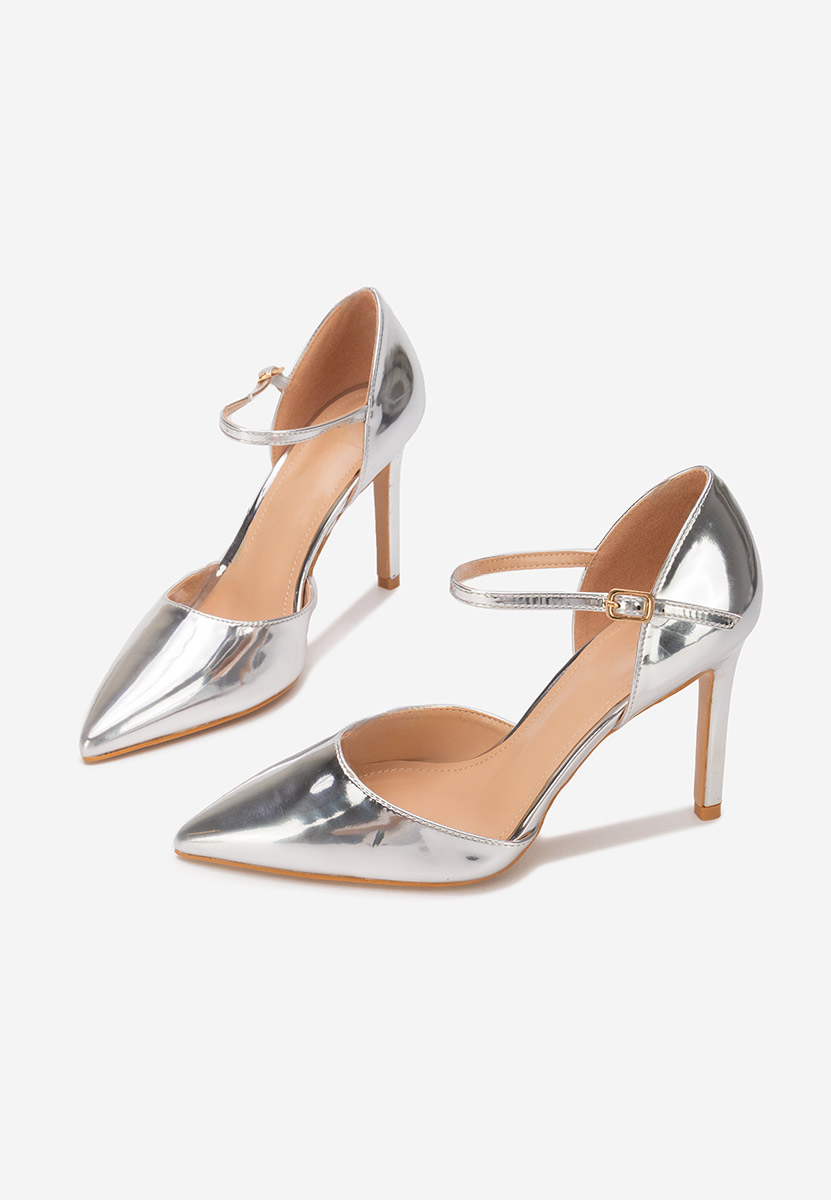 Pantofi cu toc subtire Abbey argintii
