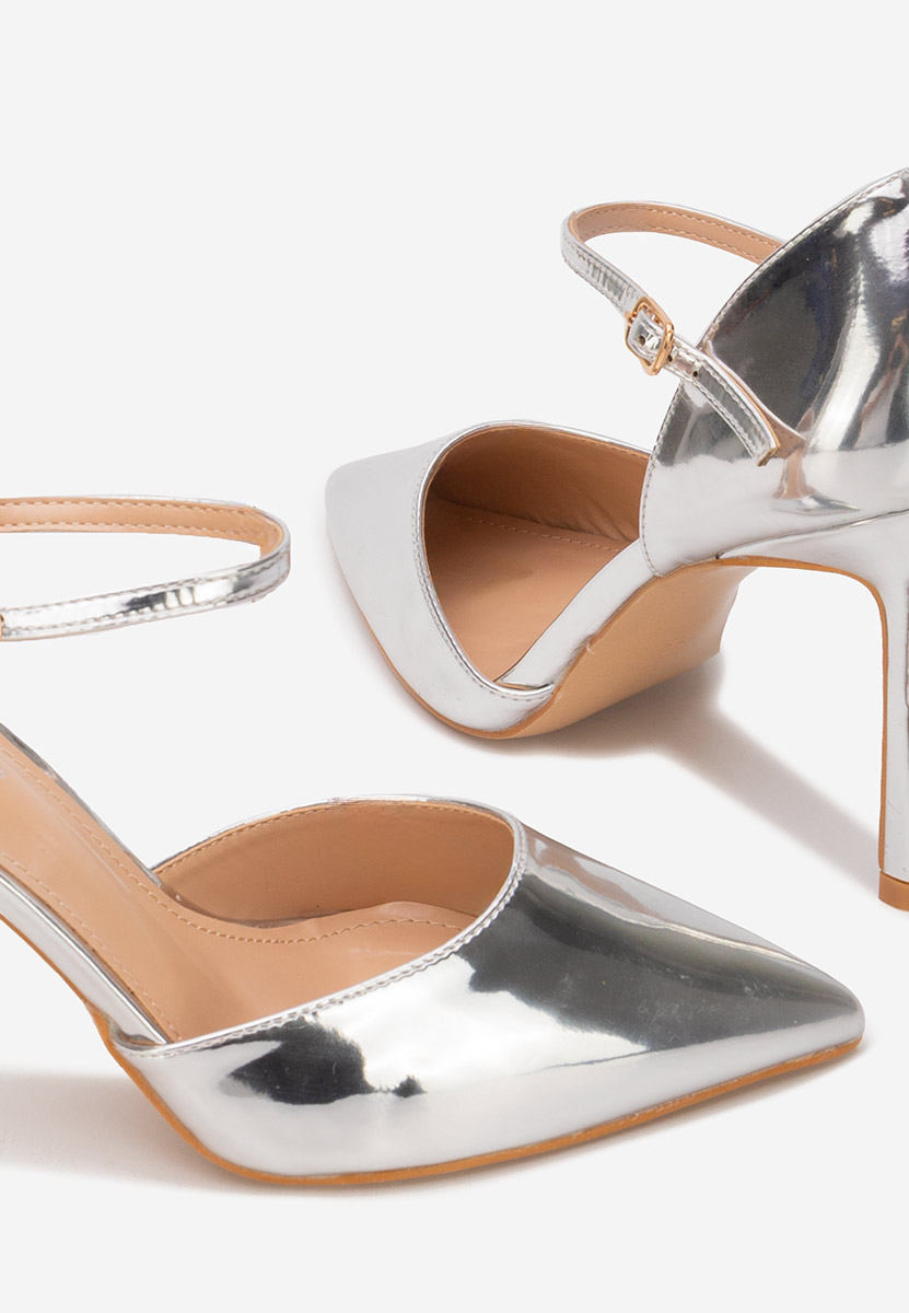 Pantofi cu toc subtire Abbey argintii