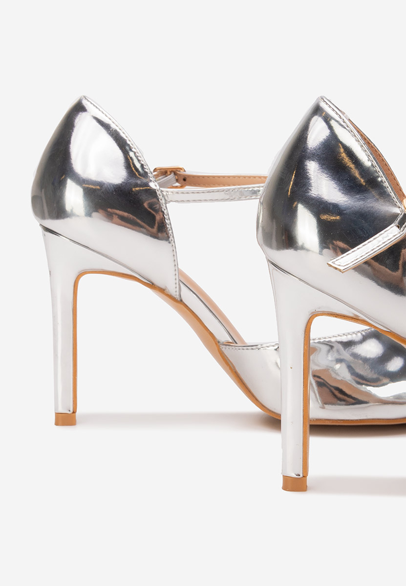 Pantofi cu toc subtire Abbey argintii