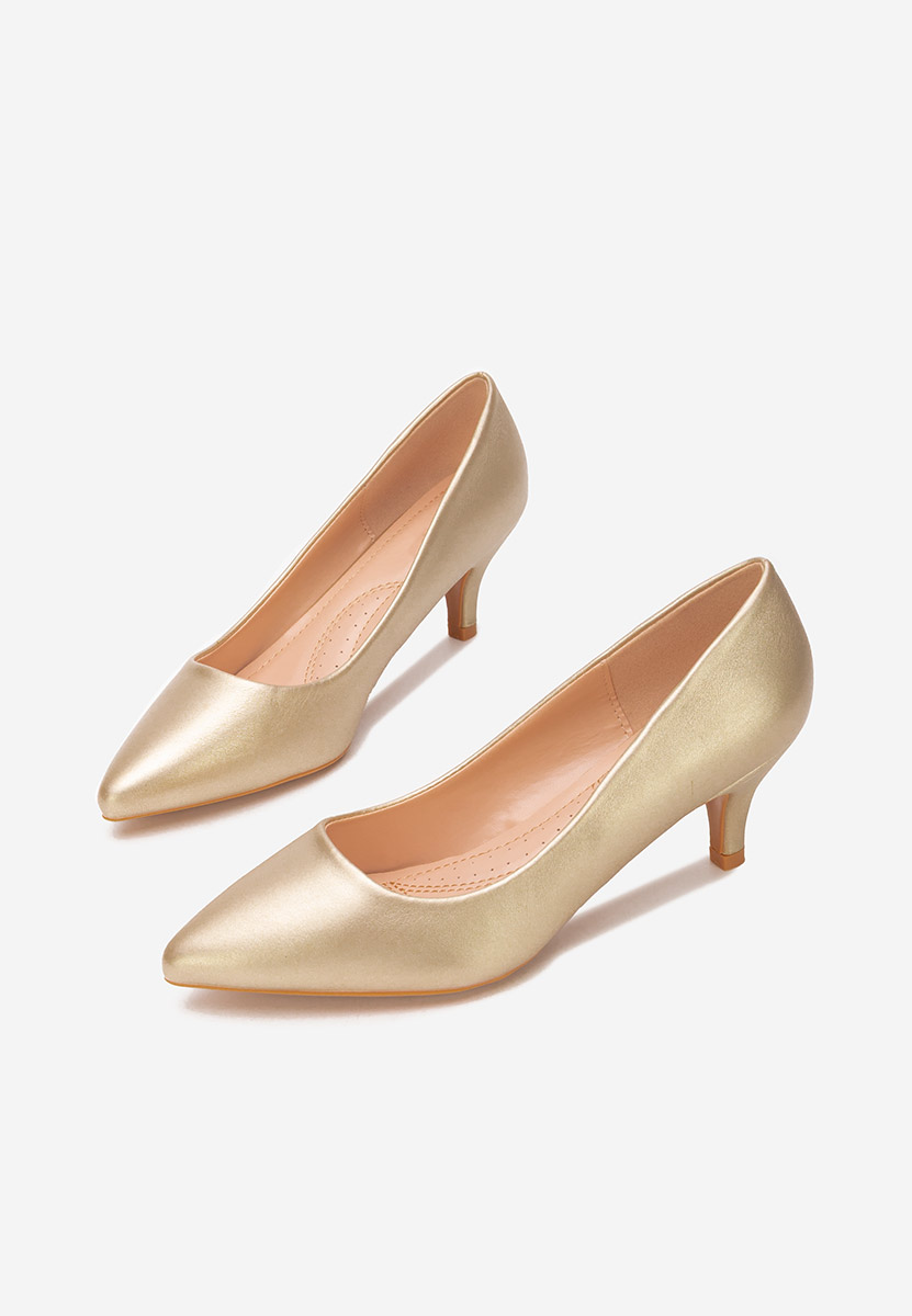 Pantofi cu toc mic Dianea aurii
