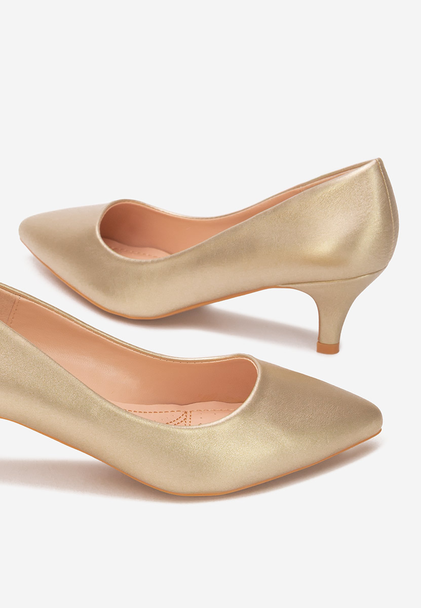 Pantofi cu toc mic Dianea aurii