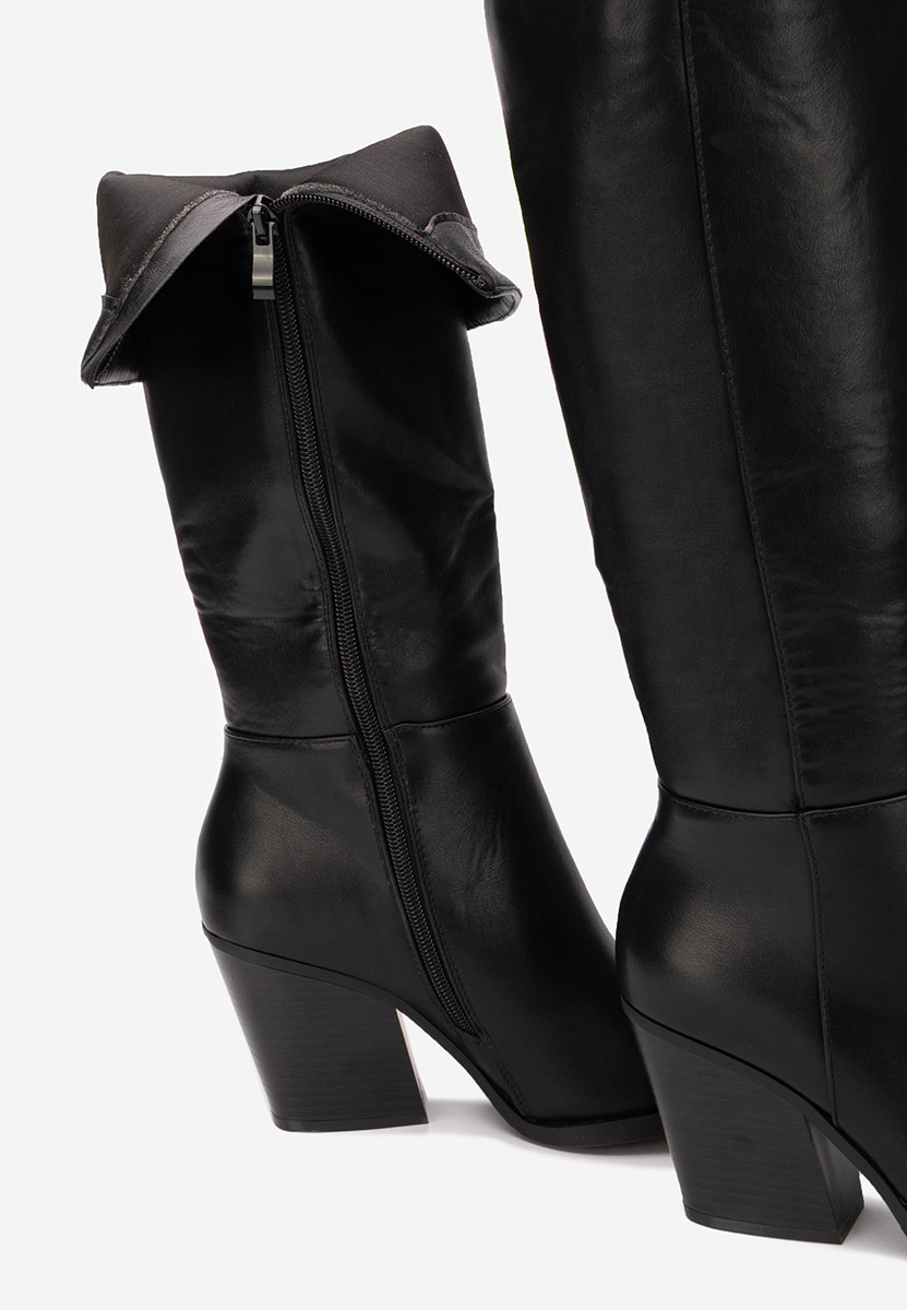 Cizme cu toc gros Glenira negre Cizme cu toc gros Glenira negre