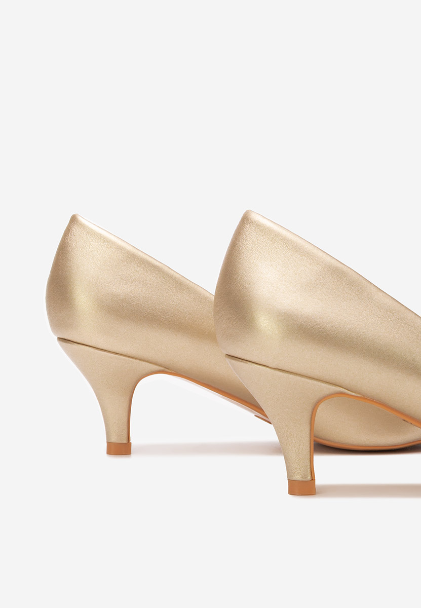 Pantofi cu toc mic Dianea aurii