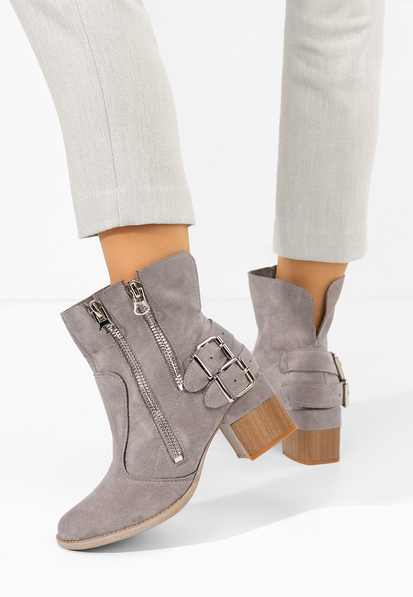 Botine cu toc gros Laroya V5 gri Botine cu toc gros Laroya V5 gri