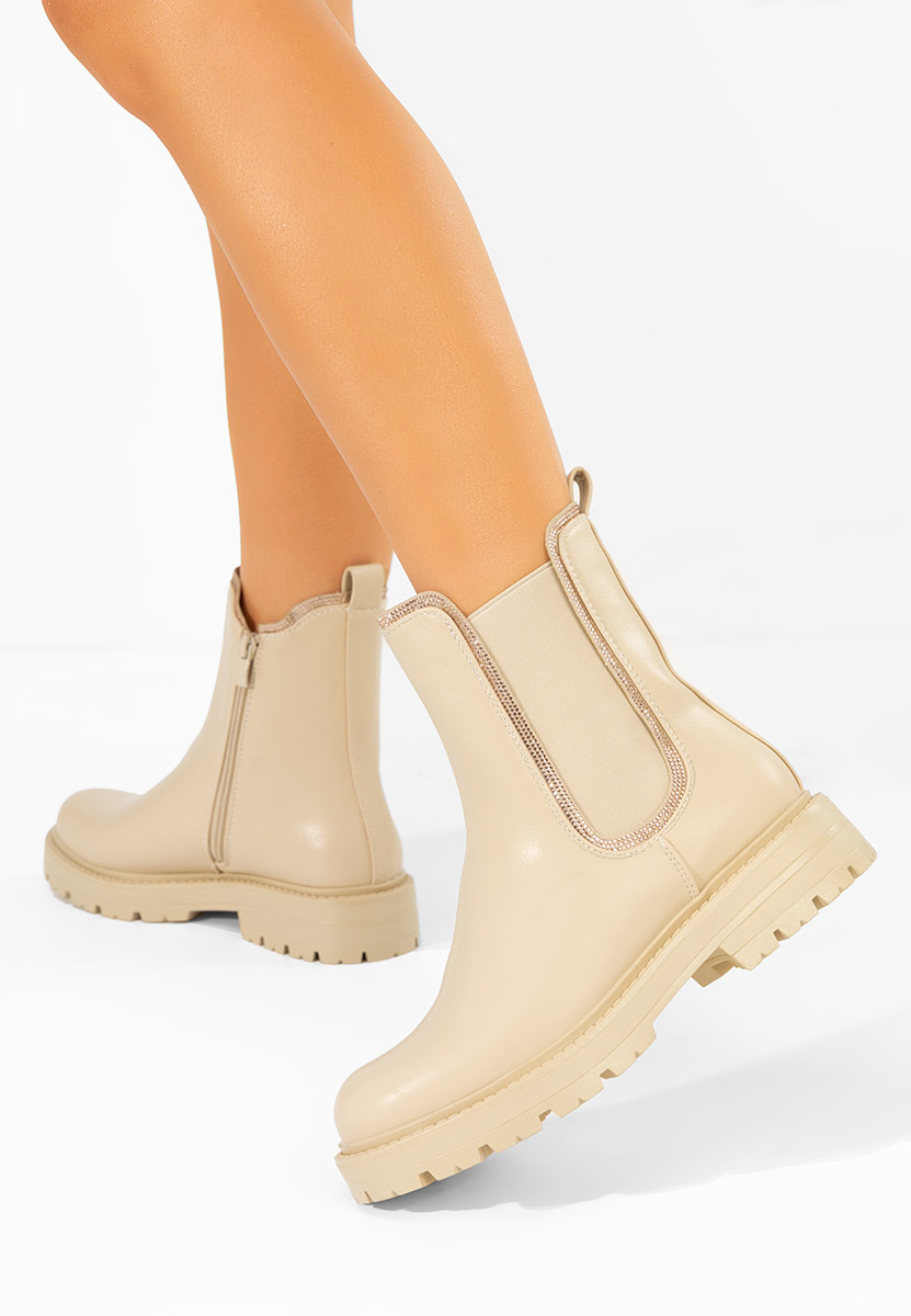 Ghete chelsea dama Brisaya bej