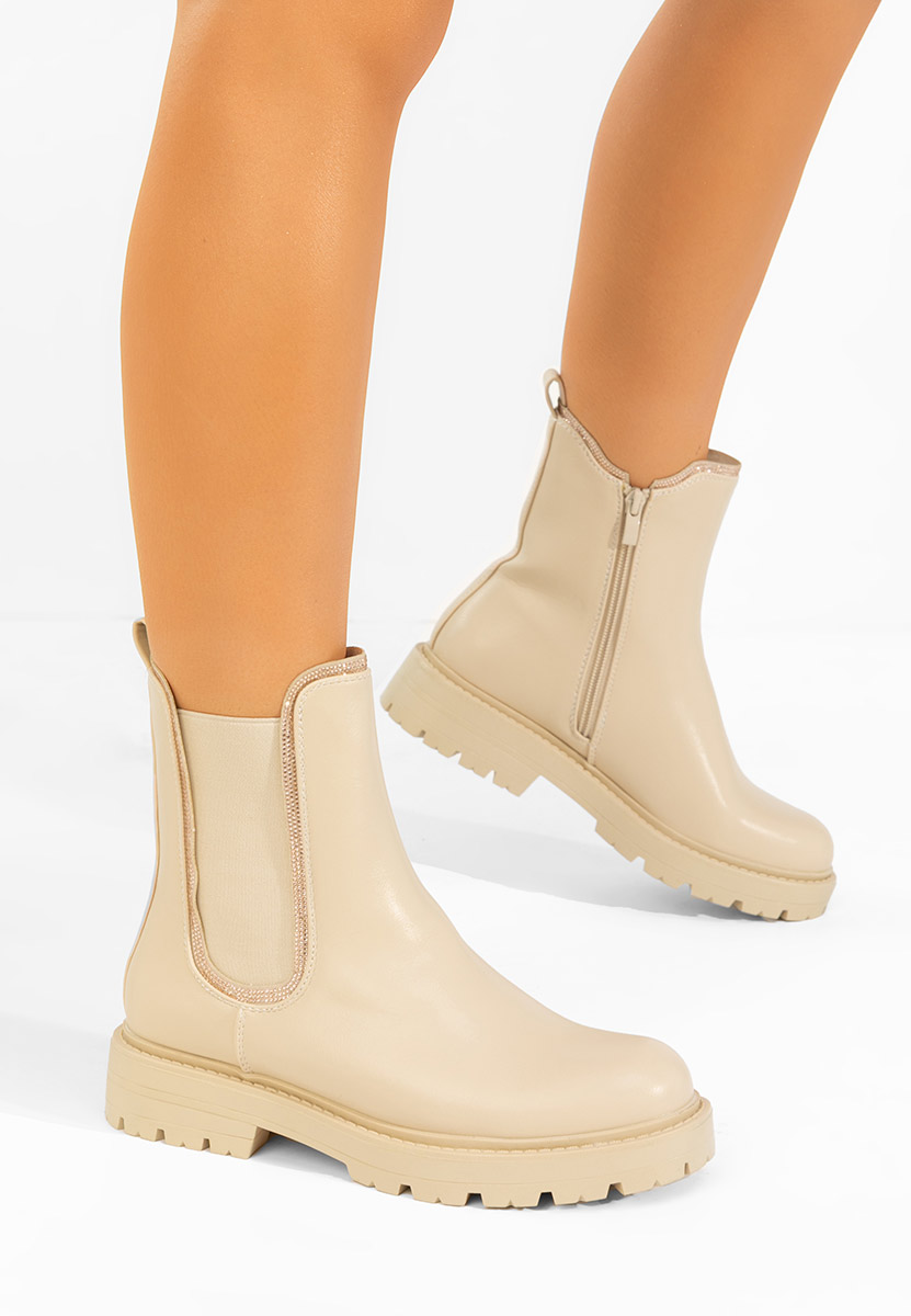 Ghete chelsea dama Brisaya bej