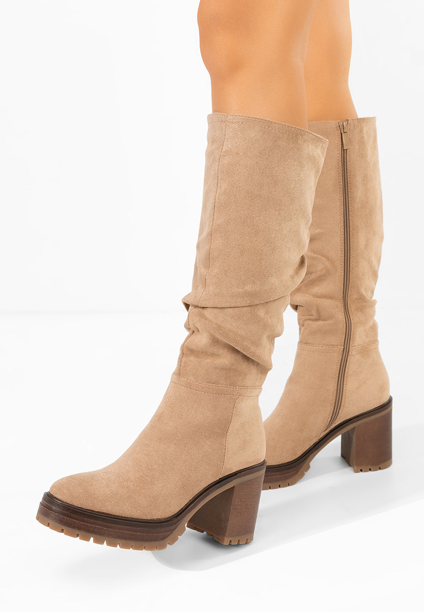 Cizme cu toc gros Darrina kaki