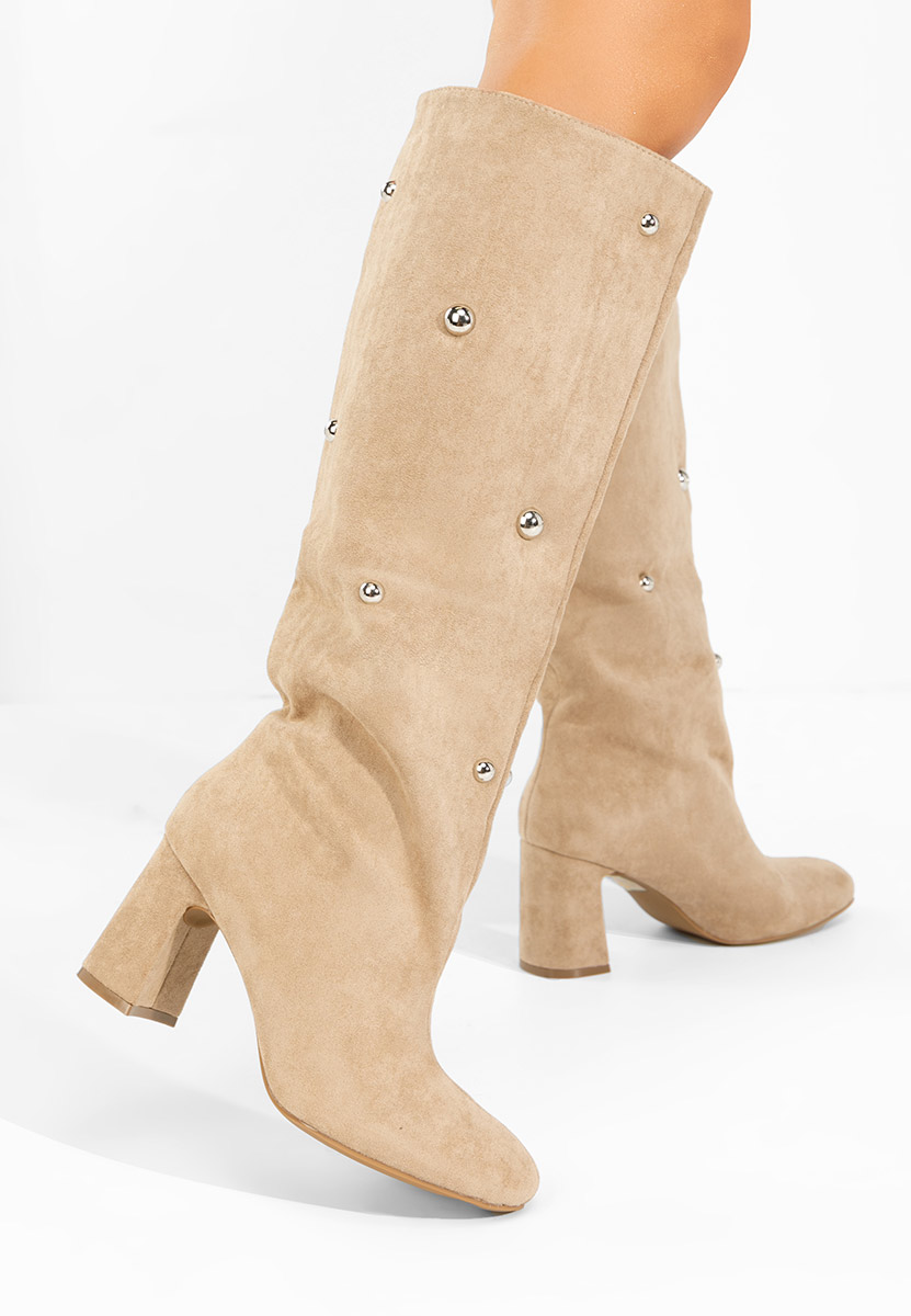 Cizme cu toc gros Noielia kaki