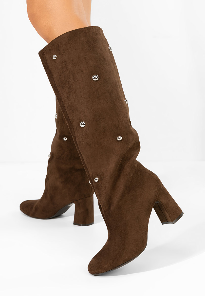 Cizme cu toc gros Noielia maro