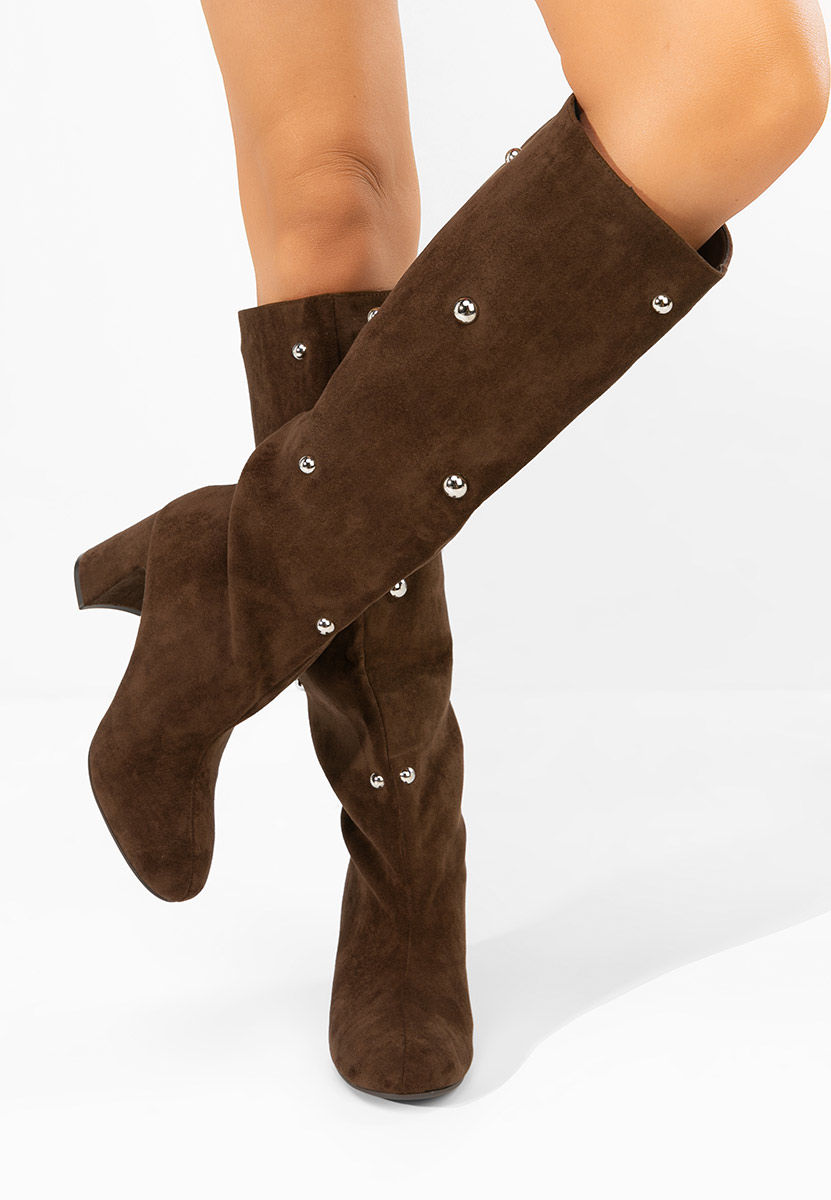 Cizme cu toc gros Noielia maro