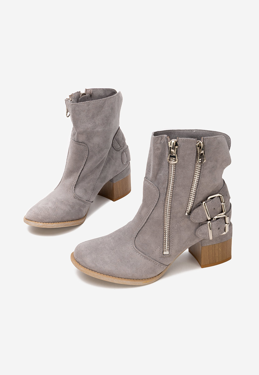 Botine cu toc gros Laroya V5 gri Botine cu toc gros Laroya V5 gri