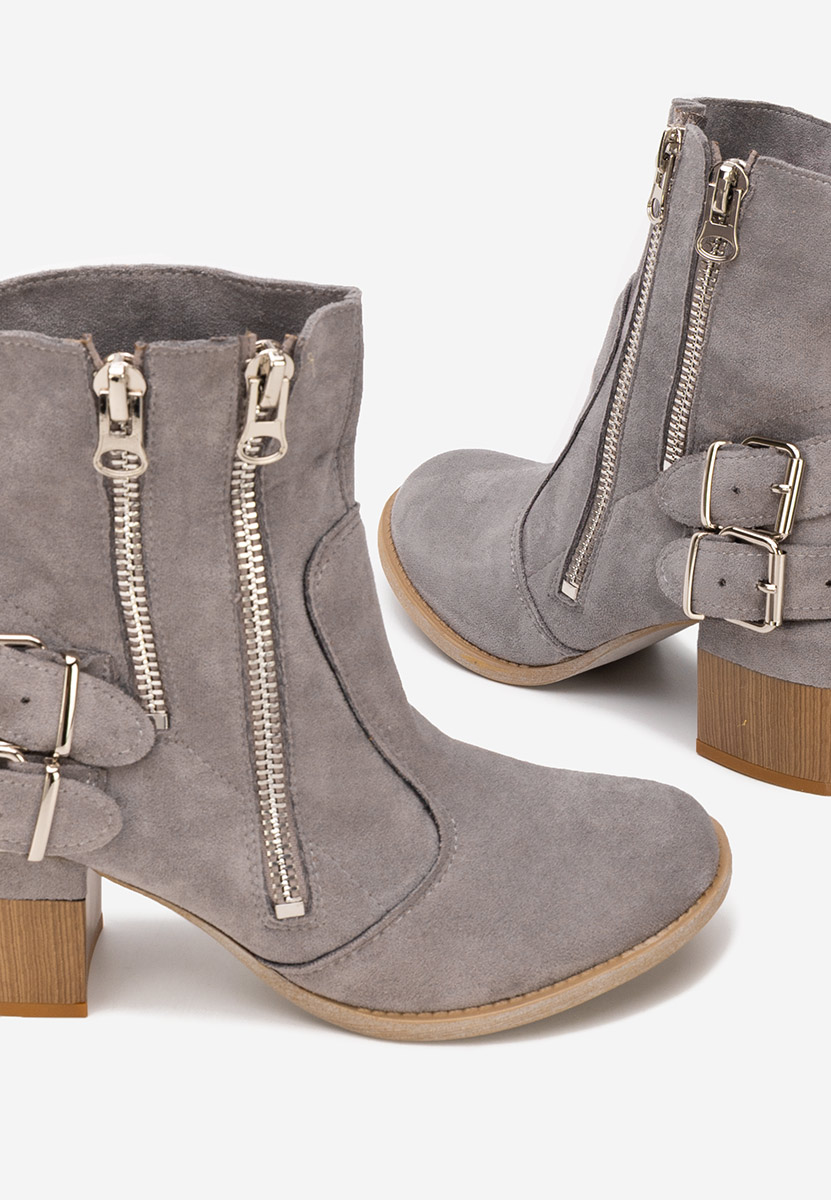 Botine cu toc gros Laroya V5 gri Botine cu toc gros Laroya V5 gri