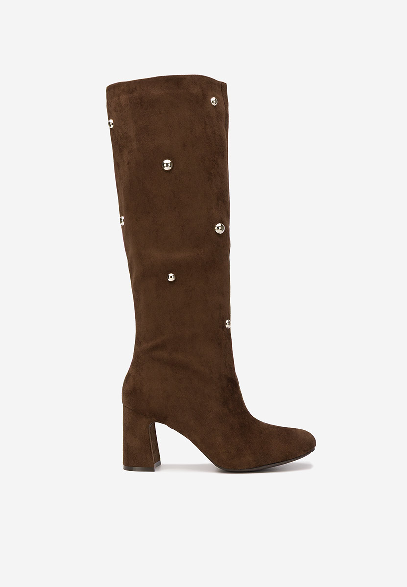 Cizme cu toc gros Noielia maro