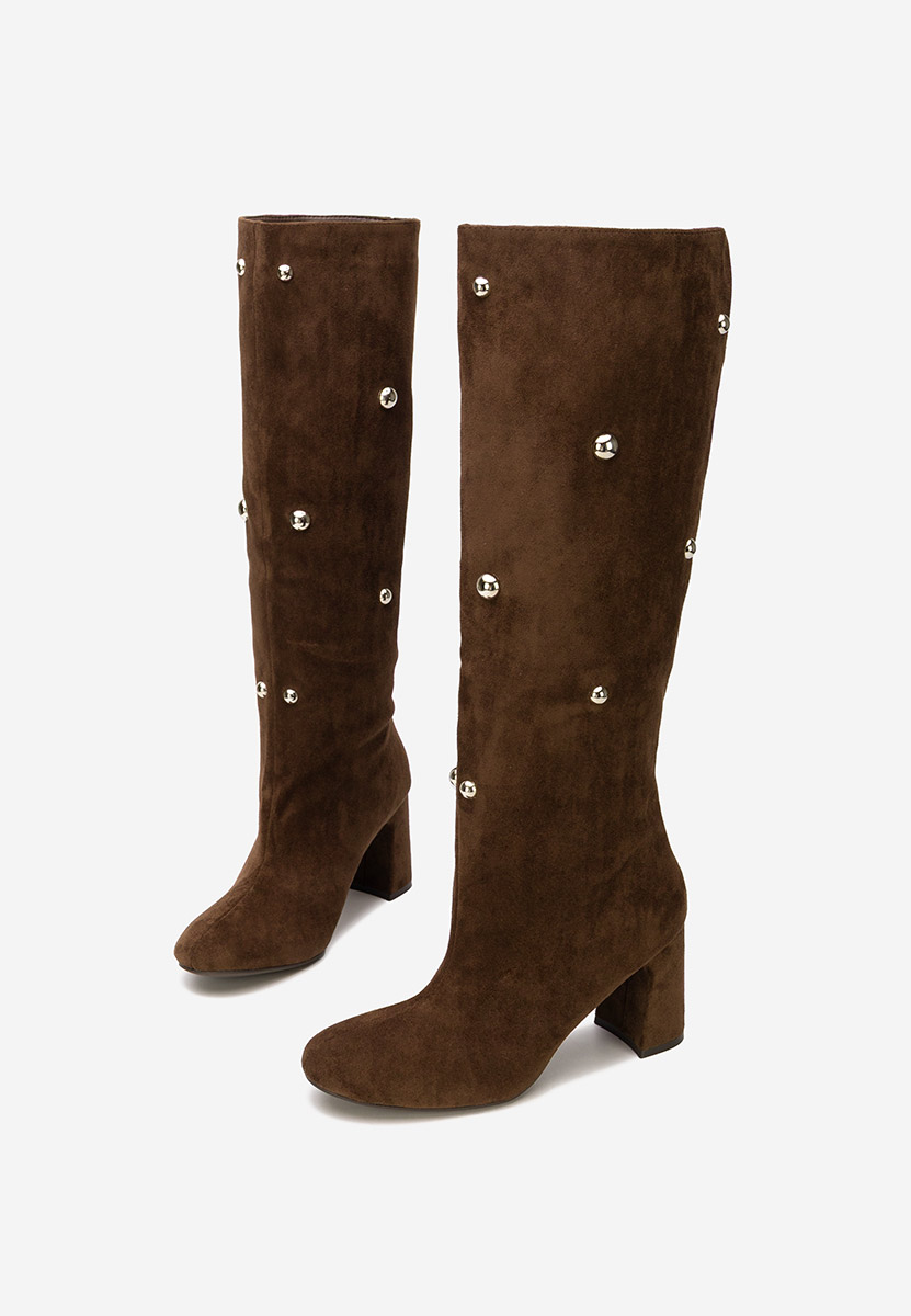 Cizme cu toc gros Noielia maro