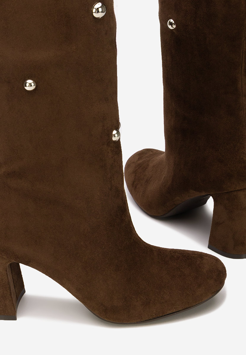 Cizme cu toc gros Noielia maro