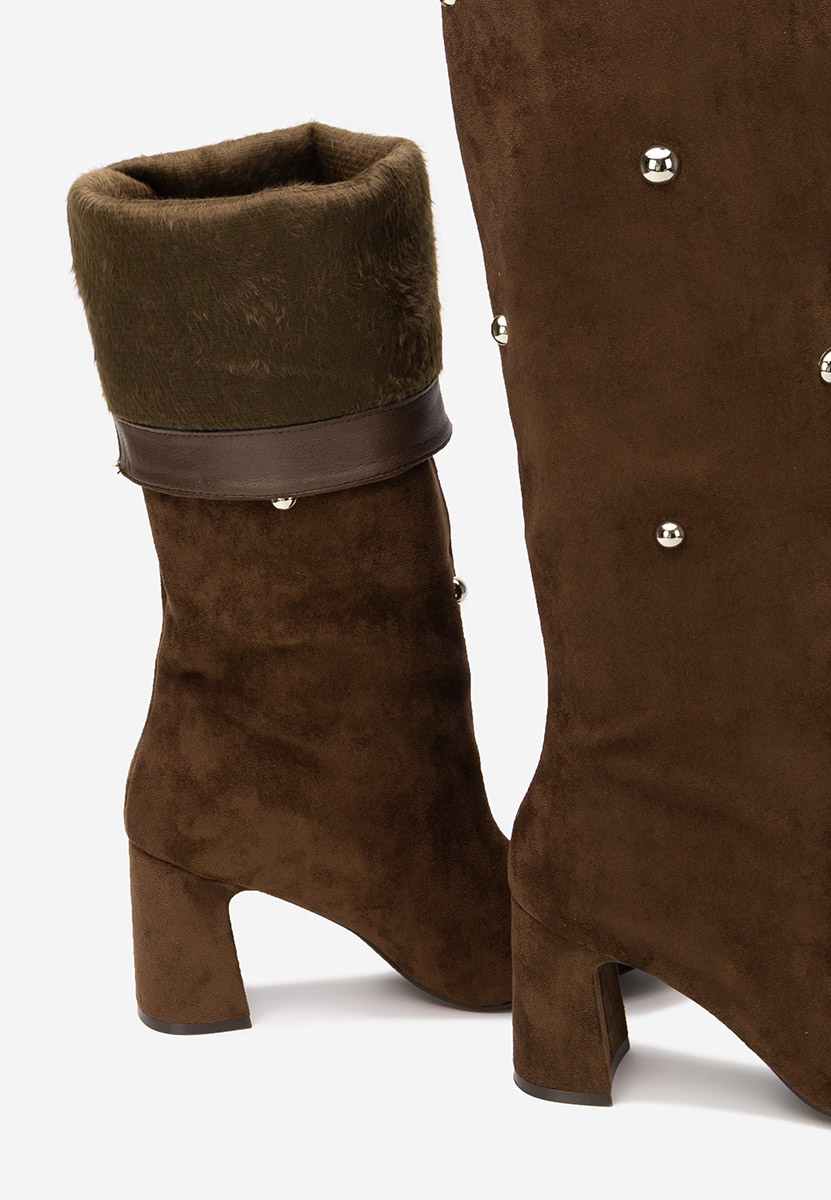 Cizme cu toc gros Noielia maro