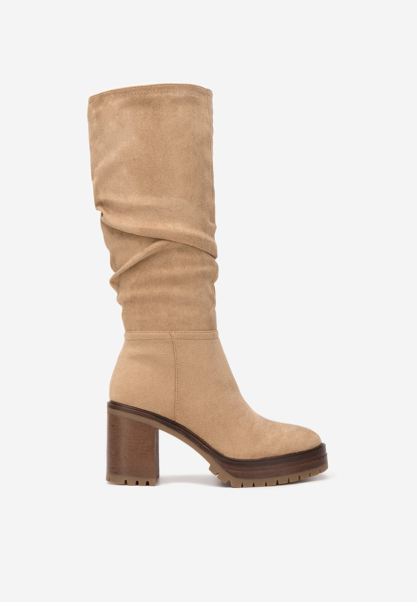 Cizme cu toc gros Darrina kaki