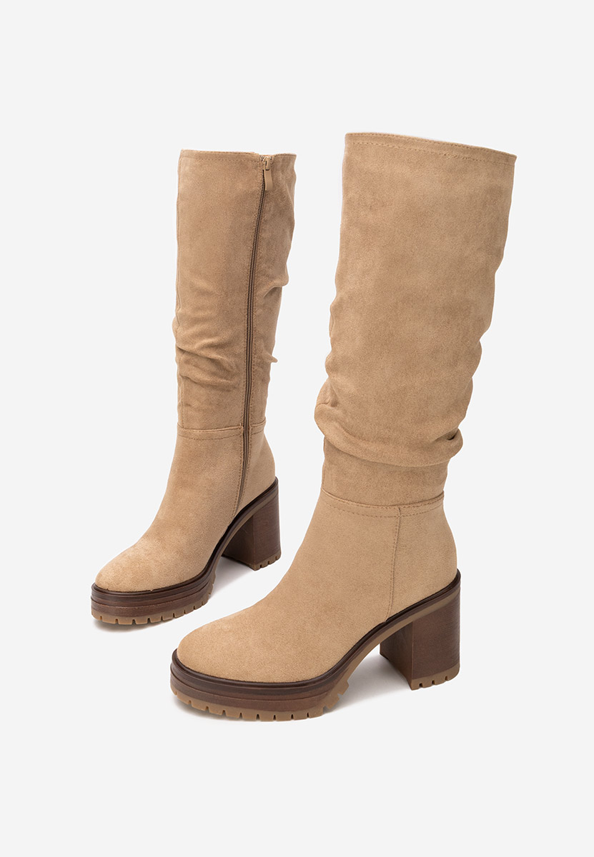 Cizme cu toc gros Darrina kaki