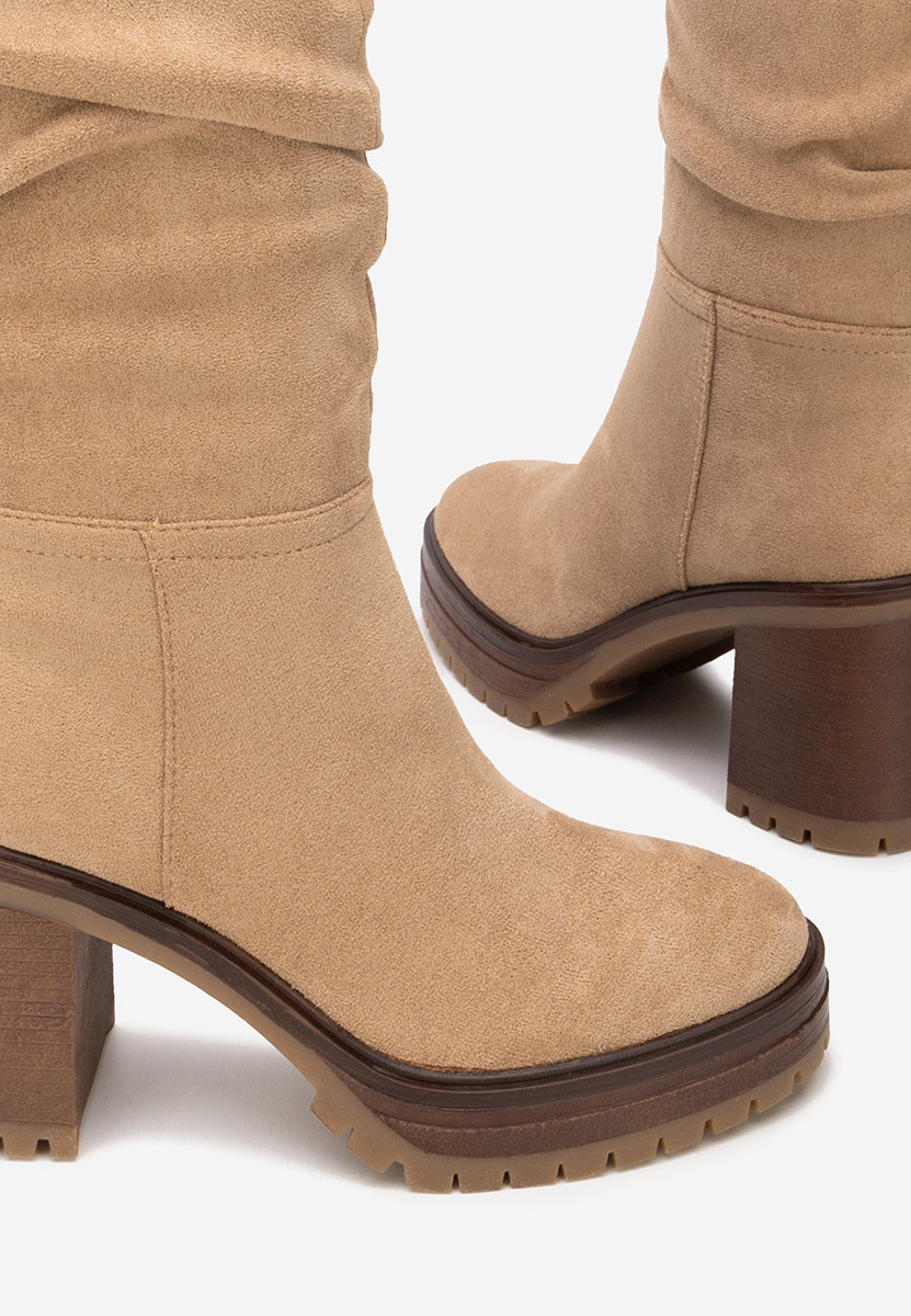 Cizme cu toc gros Darrina kaki