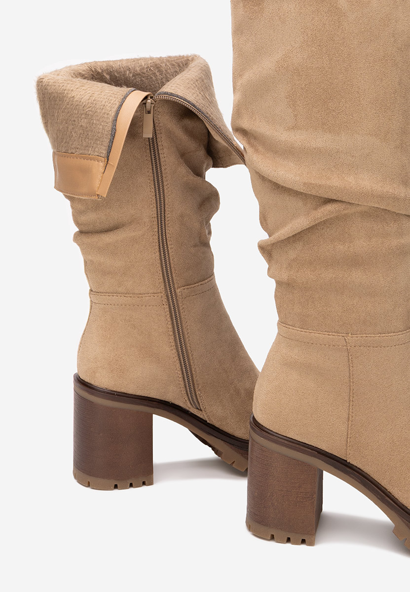 Cizme cu toc gros Darrina kaki