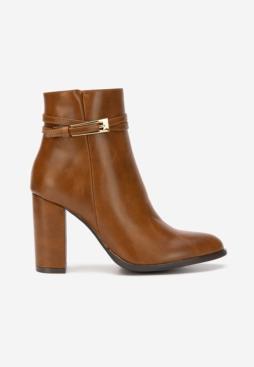 Botine cu toc gros Vanisia camel
