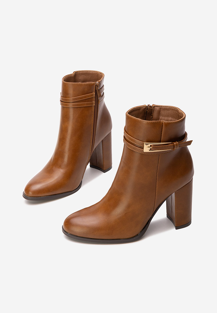 Botine cu toc gros Vanisia camel