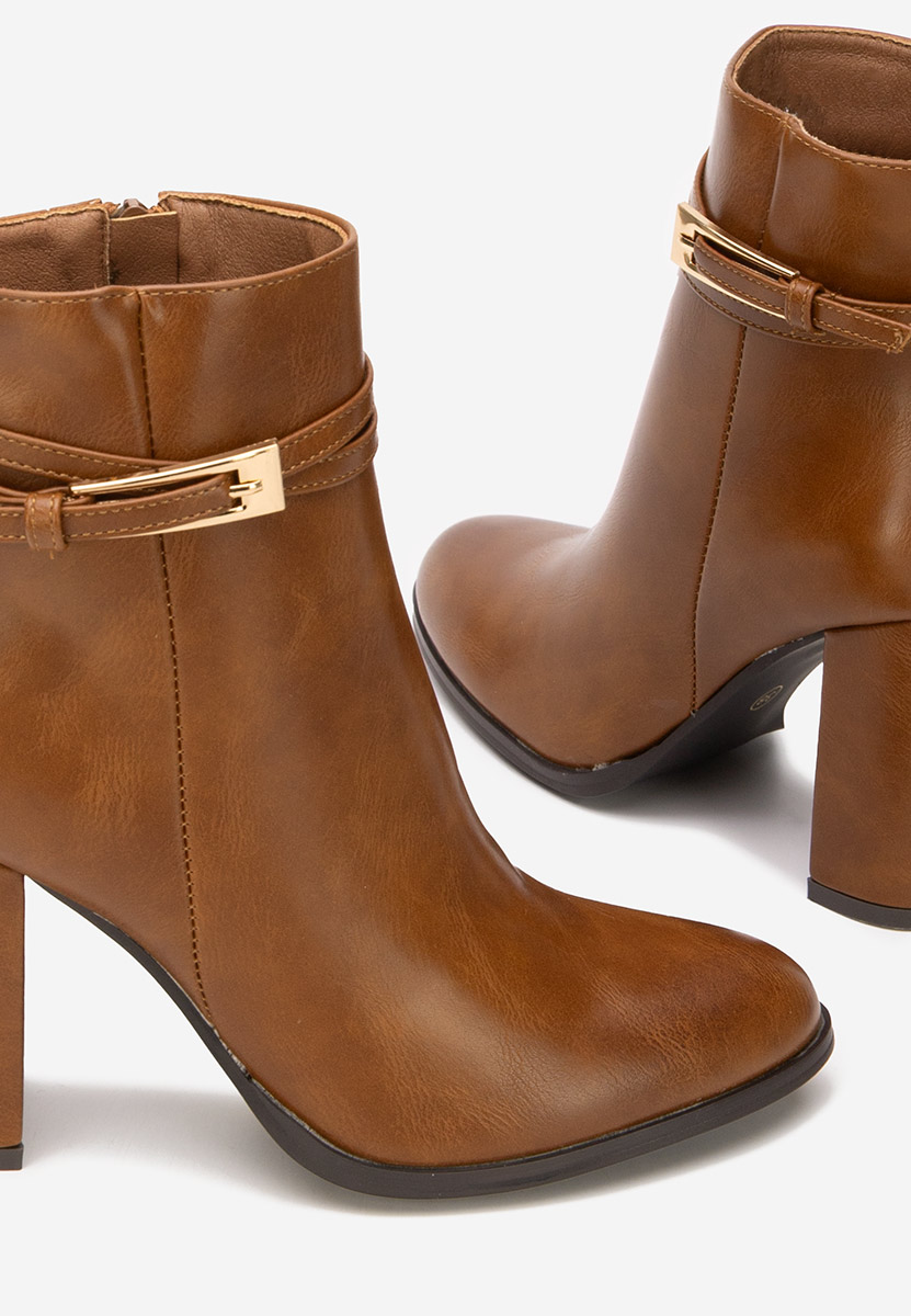 Botine cu toc gros Vanisia camel