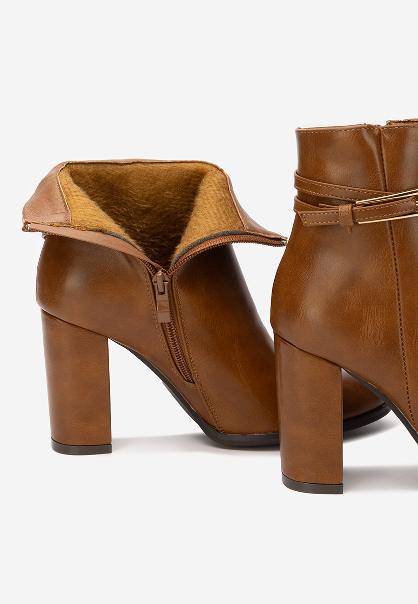 Botine cu toc gros Vanisia camel