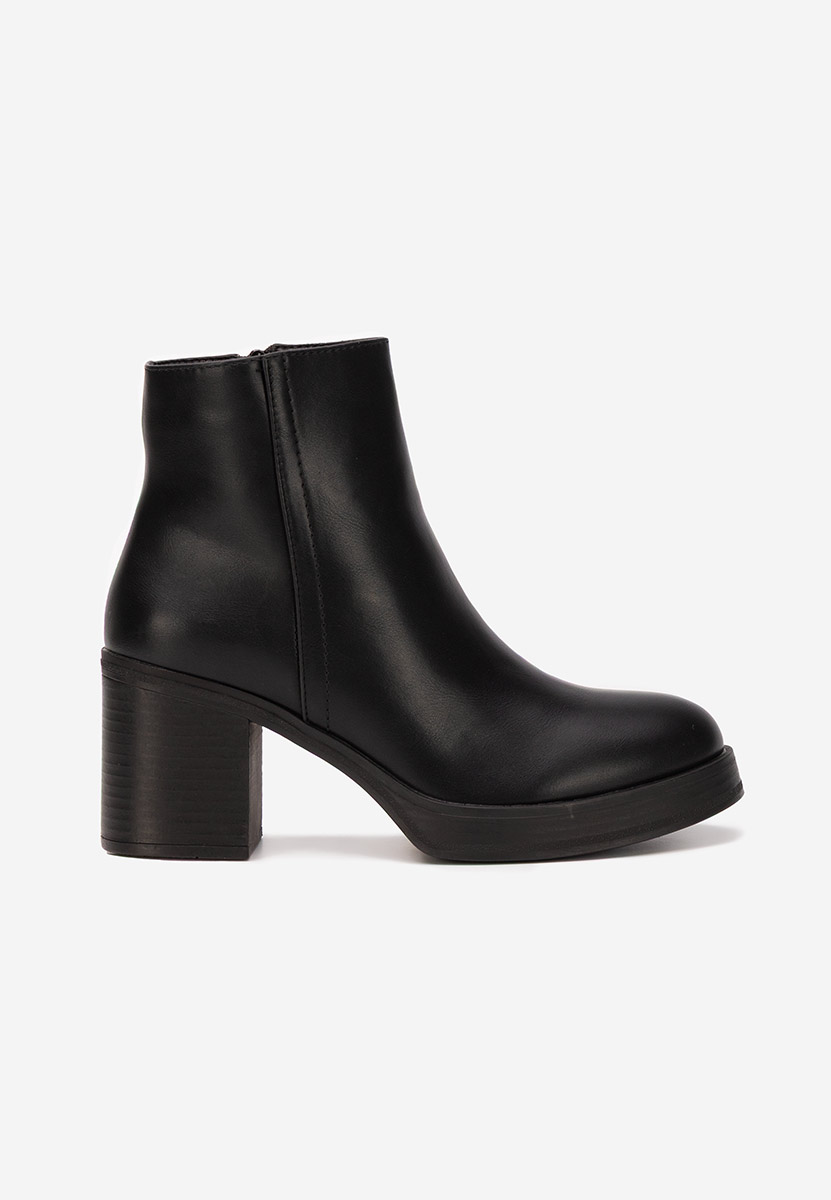 Botine cu toc gros Denisia negre