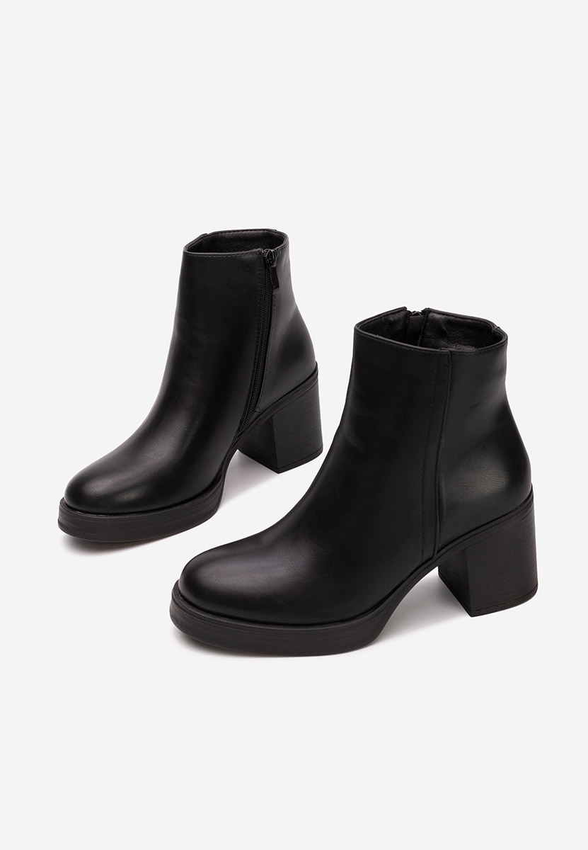 Botine cu toc gros Denisia negre