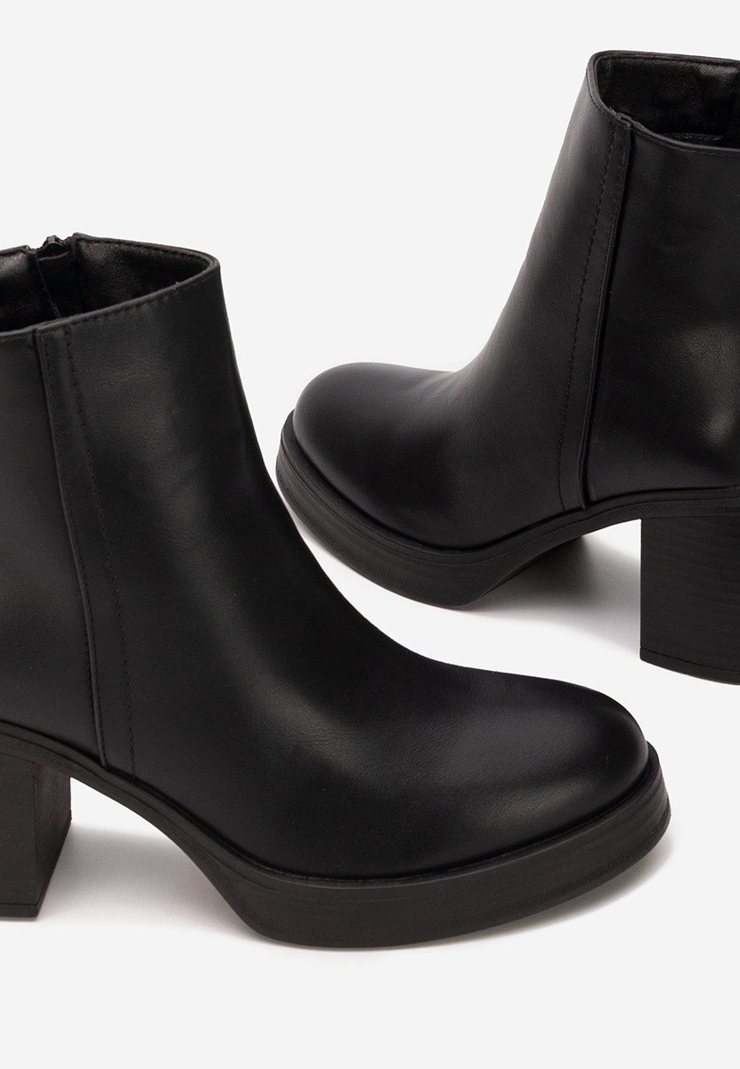 Botine cu toc gros Denisia negre