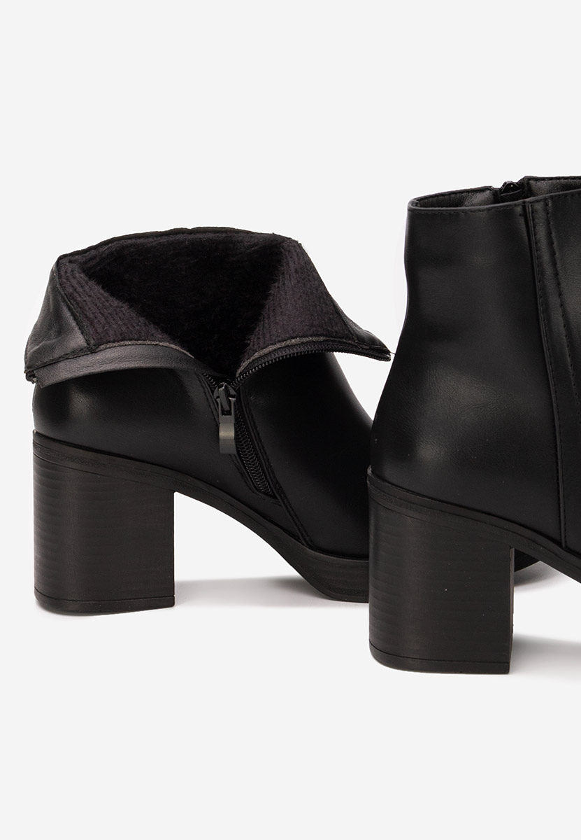 Botine cu toc gros Denisia negre